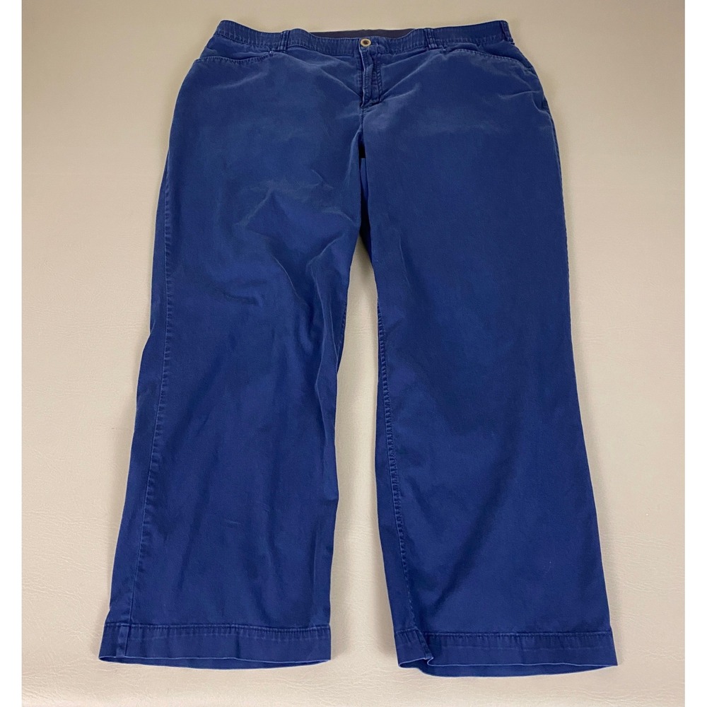 Catherines Pants Women's Plus Size 20W Blue Stretch Straight Leg Chino Cotton
